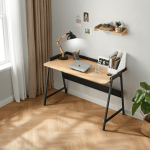 Linspire Quill Desk with Wireless Charger, Oak & Black