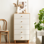 Linspire Fresko Chest of 5 Drawers, White & Natural