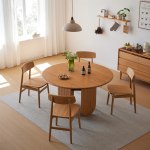 Linspire Harbor Solid Wood Dining Table with 4 Chairs Set 1.25m