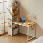 Linspire Ascend Desk with Shelves, Natural & White