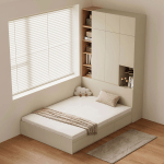 Linspire Lattice Small Queen Bed Frame with Drawers and Storage Headboard, 150x243x242cm