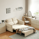 Linspire Opal Love Seat Leathaire Sofa Bed, Creamy White