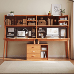 Linspire Radian Extendable Dual Office Desk with a Large Cabinet and a Bookcase