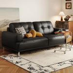 Linspire Vertex 3-Seater Leather Sofa, Black