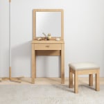 Loft Japandi Dressing Table with Stool, 60x40CM, Oak veneer & White