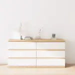 Loft Ensio Chest of 6 drawers, 160x48x77.5CM, White stained oak veneer