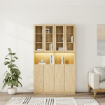 Loft Kiri Bookcase with Panel/Glass Doors, 1.2m, Light Wood