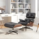 MODE Eames Replica Lounge Chair with ottoman, Natural Walnut and Black