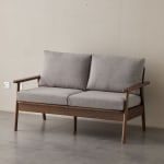 Solidwood Seattle 2-Seater Sofa, 137x80CM, Grey/Dark Wood