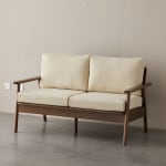 Solidwood Seattle 2-Seater Sofa, 137x80CM, Beige/Dark Wood