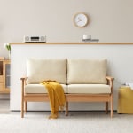 Solidwood Seattle 2-Seater Sofa, 137x80CM, Beige/Oak