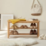 Solidwood Fuji Shoe Bench, 80x30x42cm, Oak