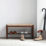 Solidwood Fuji Shoe Bench with cushion, 80x35x42cm, Walnut