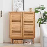 Solidwood Bailey Shoe Cabinet, 80x35x100cm, Oak