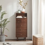 Solidwood Fuji Chest of 6 Drawers, 50x40x120cm, Walnut