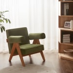 Solidwood Amber Leathaire Armchair, Green & Cherrywood