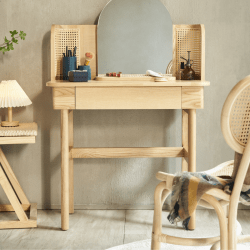 BohoBoho Costa Solid Wood & Rattan Dressing table,...