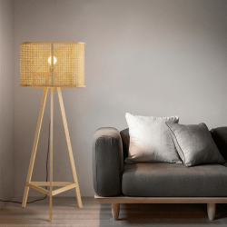 BohoBoho Tranquilo Solid Wood & Rattan Floor Lamp,...