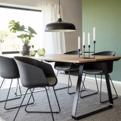 Hjem Design Lunar Dining Chair with Armrest, Set o...