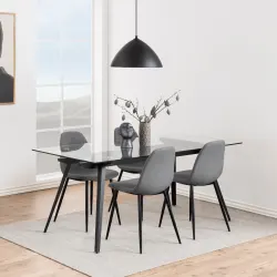 Hjem Design Verna Dining Chair, Set of 4, Light Gr...