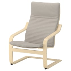 IKEA POANG Armchair, Birch Veneer, Knisa Light Bei...