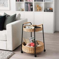 IKEA LUBBAN Trolley Table With Storage RATTAN ANTH...