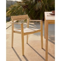 Kave Home Victoire Solid Teak Wood Dining Chair, S...