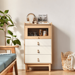 Linspire Aether Chest of 4 Drawers, Natural & Whit...