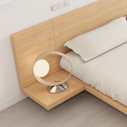 Loft Japandi Platform Bedside Table with Back Pane...