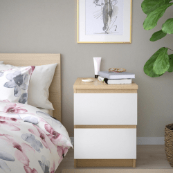 Loft Ensio Bedside Table, White & Light Wood