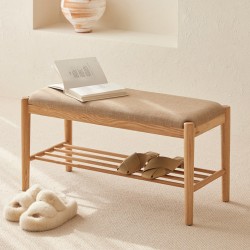 Solidwood Fuji Shoe Bench with cushion, 80x35x42cm...