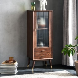 Solidwood Seattle Storage Cabinet with Glass Door,...