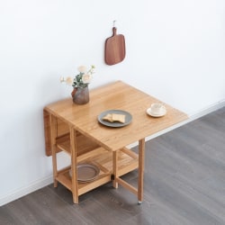 Solidwood Kano Foldable Dining Table with 2 shelve...