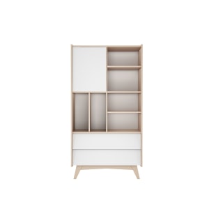 Alpaka Kaia Kids Bookcase with Storage, White and Oak Effect, 100x44.5x190cm