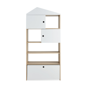 Alpaka Kaia Kids Bookcase with Pull-out Storage, White & Oak Effect, 80x37.5x168cm