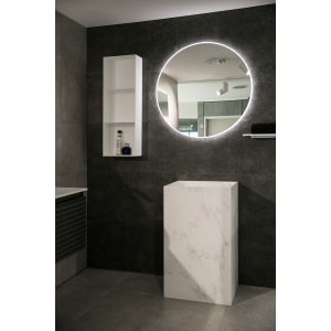 Aruvo Arled Round LED Acrylic Frame Bathroom Mirror with Demister 900mm