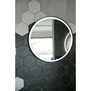 Aruvo Frled Round Black Metal Frame LED Bathroom Mirror 750mm