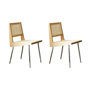 BohoBoho Monte Iron Wood Dining Chair, Natural, 43x54x82cm, Set of 2