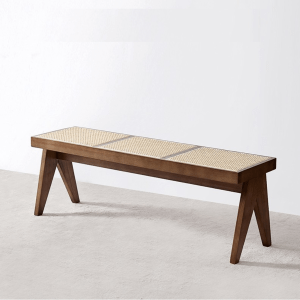 BohoBoho Monte Solid Wood & Rattan Bench, Natural, 135x38x47cm