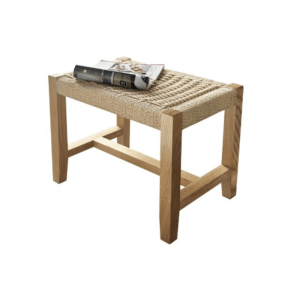 BohoBoho Verus Solid Wood & Rattan Foot Stool, Natural, 45x30x33cm