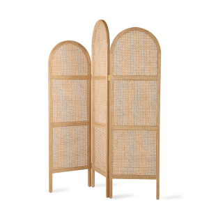BohoBoho Tranquilo Solid Wood and Rattan Folding Screen, Natural, 150x3x200cm