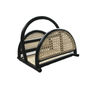 BohoBoho Tranquilo Solid Wood and Rattan Book Holder, Black, 31x29.5x28cm