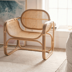 BohoBoho Sedo Solid Wood & Rattan Lounge Chair, Natural, 77x60x90cm