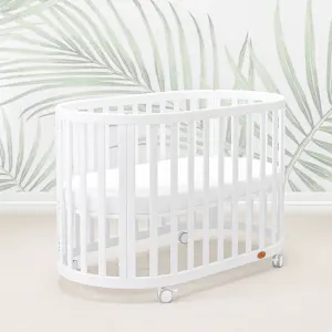 Boori Eden Kids Oval Cot V22 - Beech Wood, Barley White