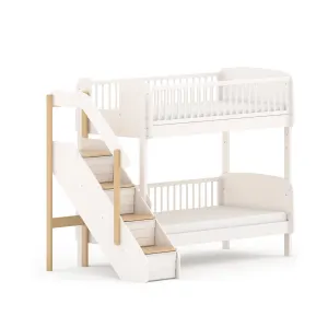 Boori Matilda Kids Single Bunk Bed + Storage Staircase, Barley White