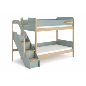 Boori Natty Kids King Single Bunk With Storage Staircase, Blueberry and Almond