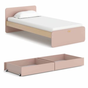 Boori Neat Kids Single Bed with 2 Underbed Storage Drawers, Cherry and Almond