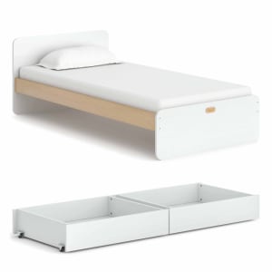 Boori Neat Kids Single Bed with 2 Underbed Storage Drawers, Barley and Almond