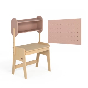 Boori Euler Kids Desk With Pegboard And Hutch Package, Cherry and Beech