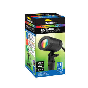 Brilliant BOTANIC 6W RGB IP6 LED Garden Spotlight RGB, Black